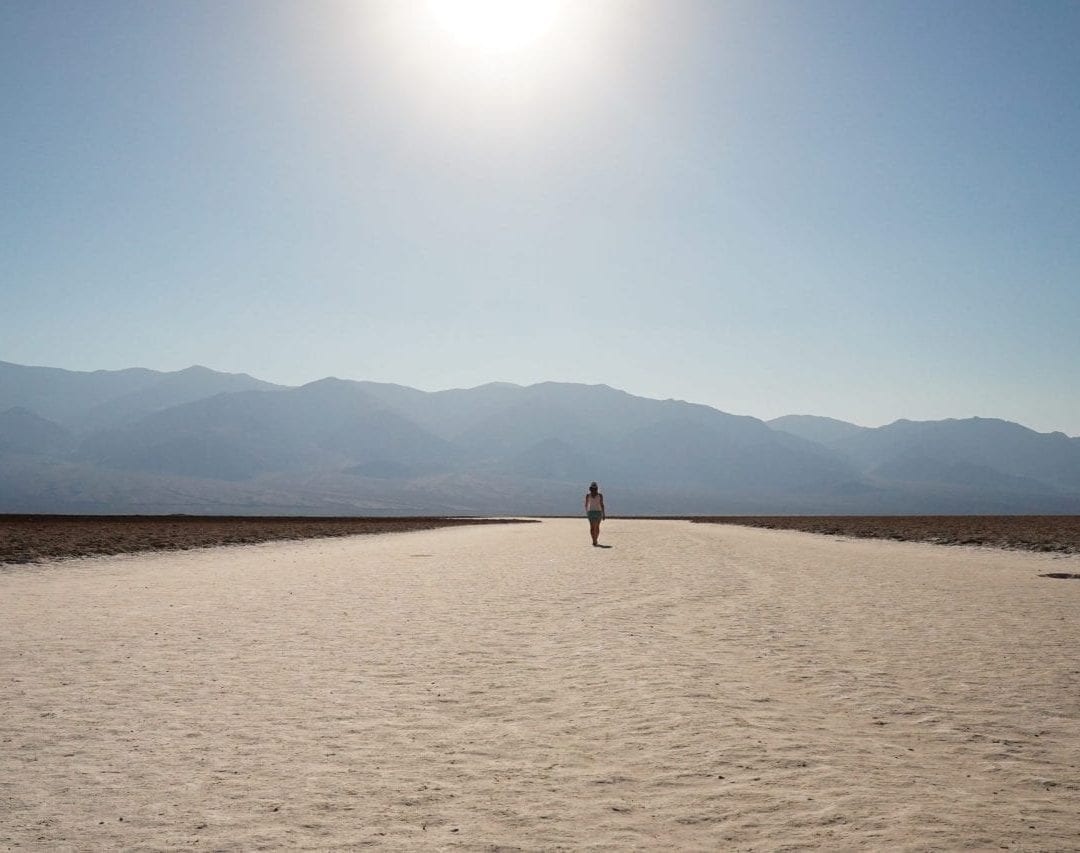 Lowest point on earth, 282ft below sea level, badwater basin in death valley