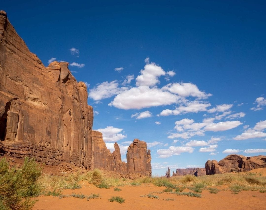 Blue sky and red rock in monument valley
