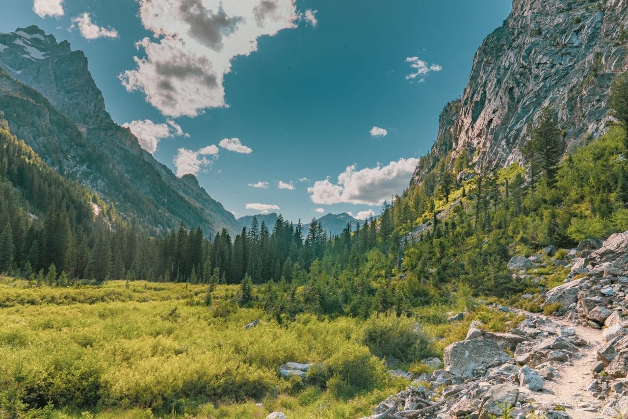 View from Cascade Canyon with mountains on either side