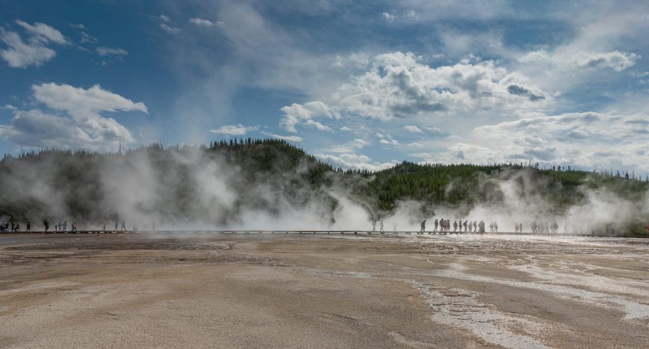 Crowds at Grand Prismatic Spring