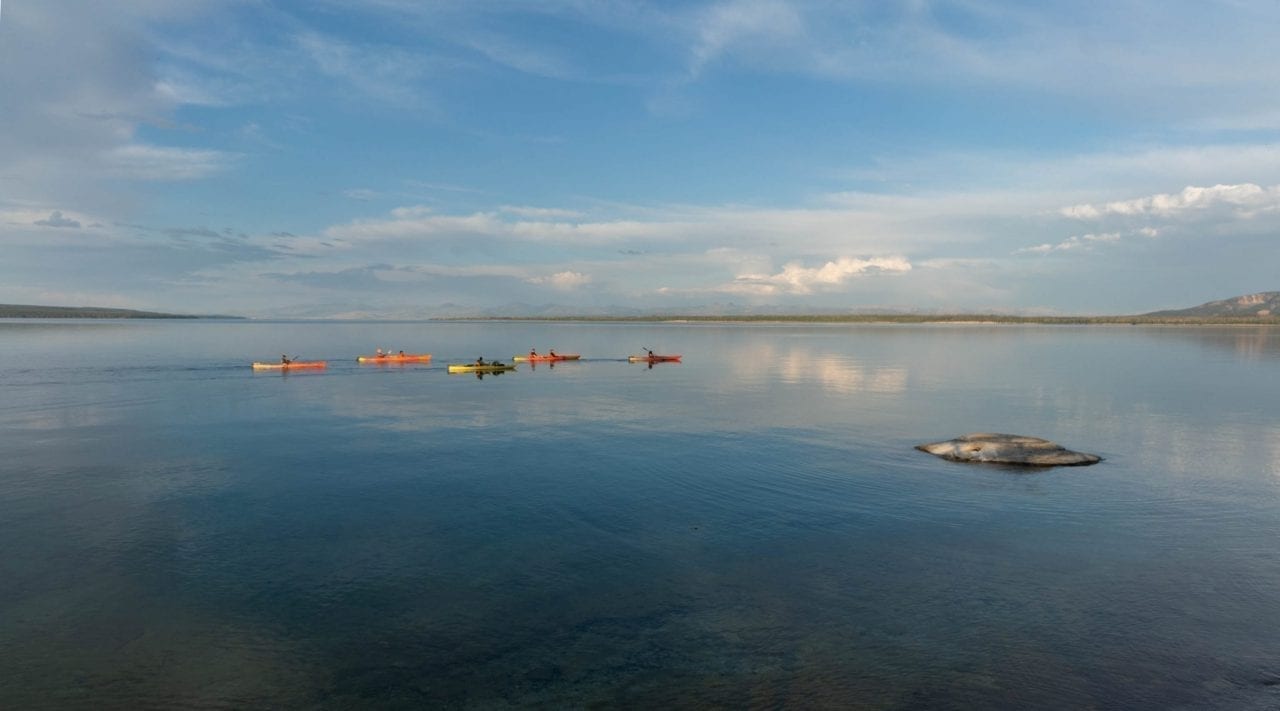 Kayaking in Yellowstone Lake is a popular activity