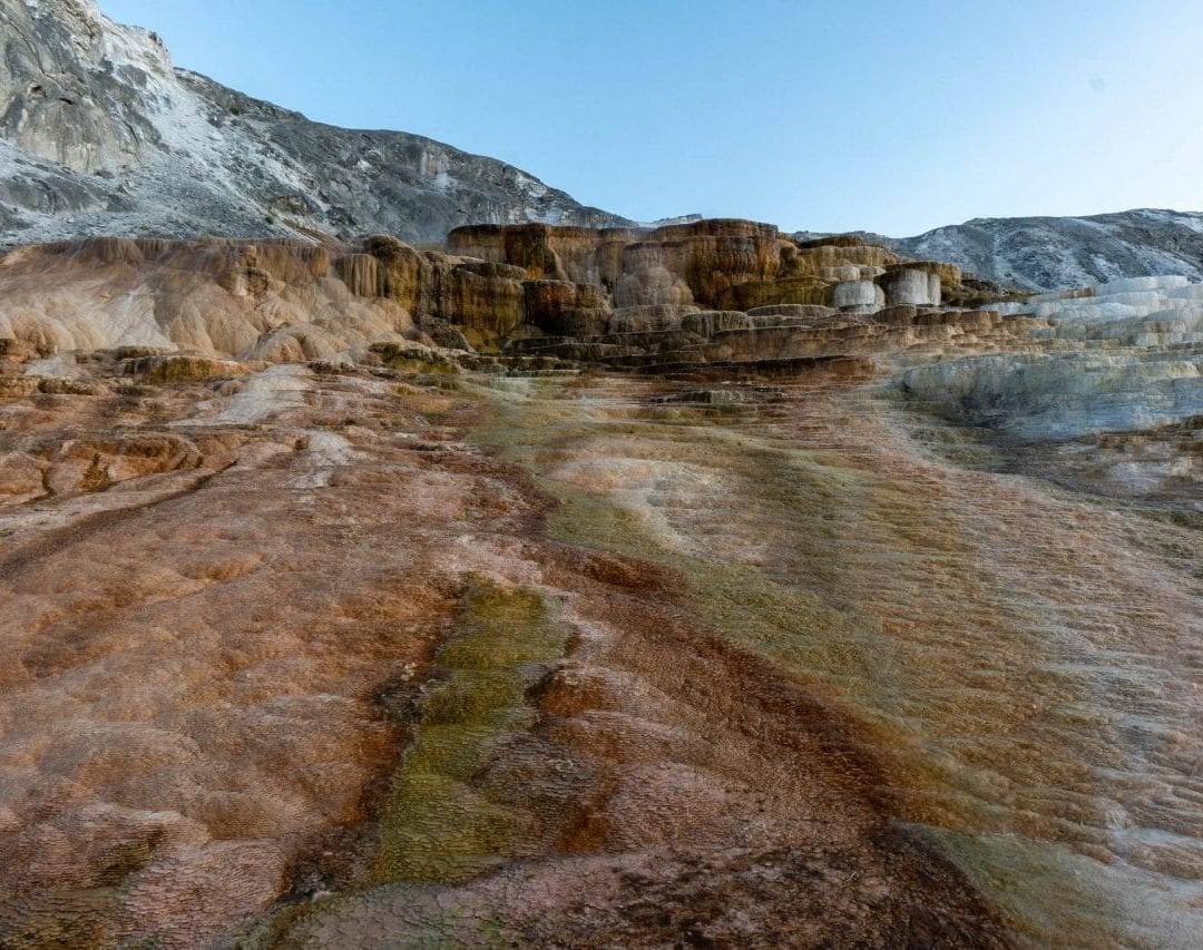 This is known as the "Mound Terrace" in Mammoth Hot Springs (Pin #7 in Yellowstone National Park Map above)