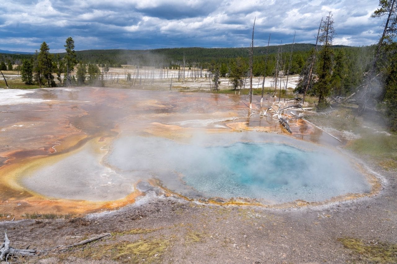 Firehole Spring on Firehole Lake Dr in Lower Geyser Basin (Pin #3 in Yellowstone National Park Map above)