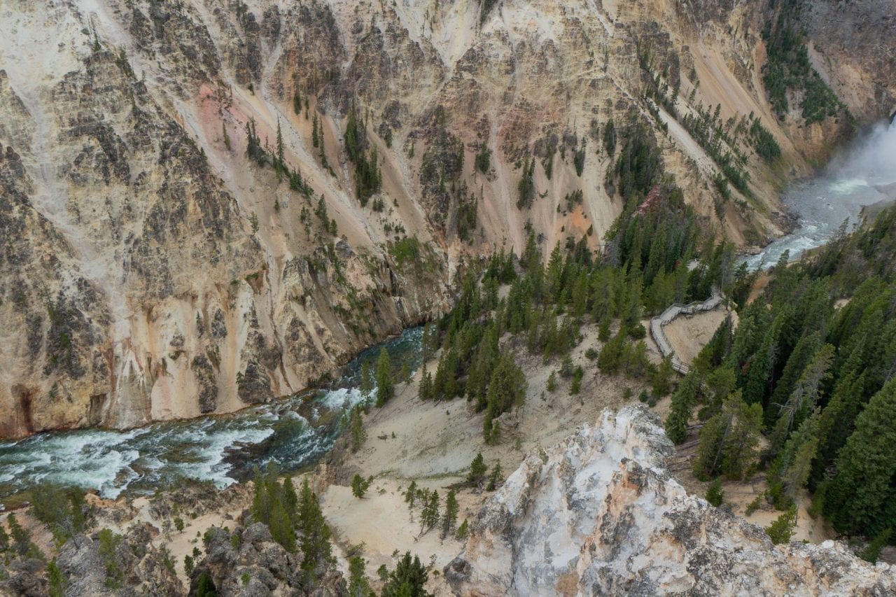 Yellowstone river flowing down the lower falls